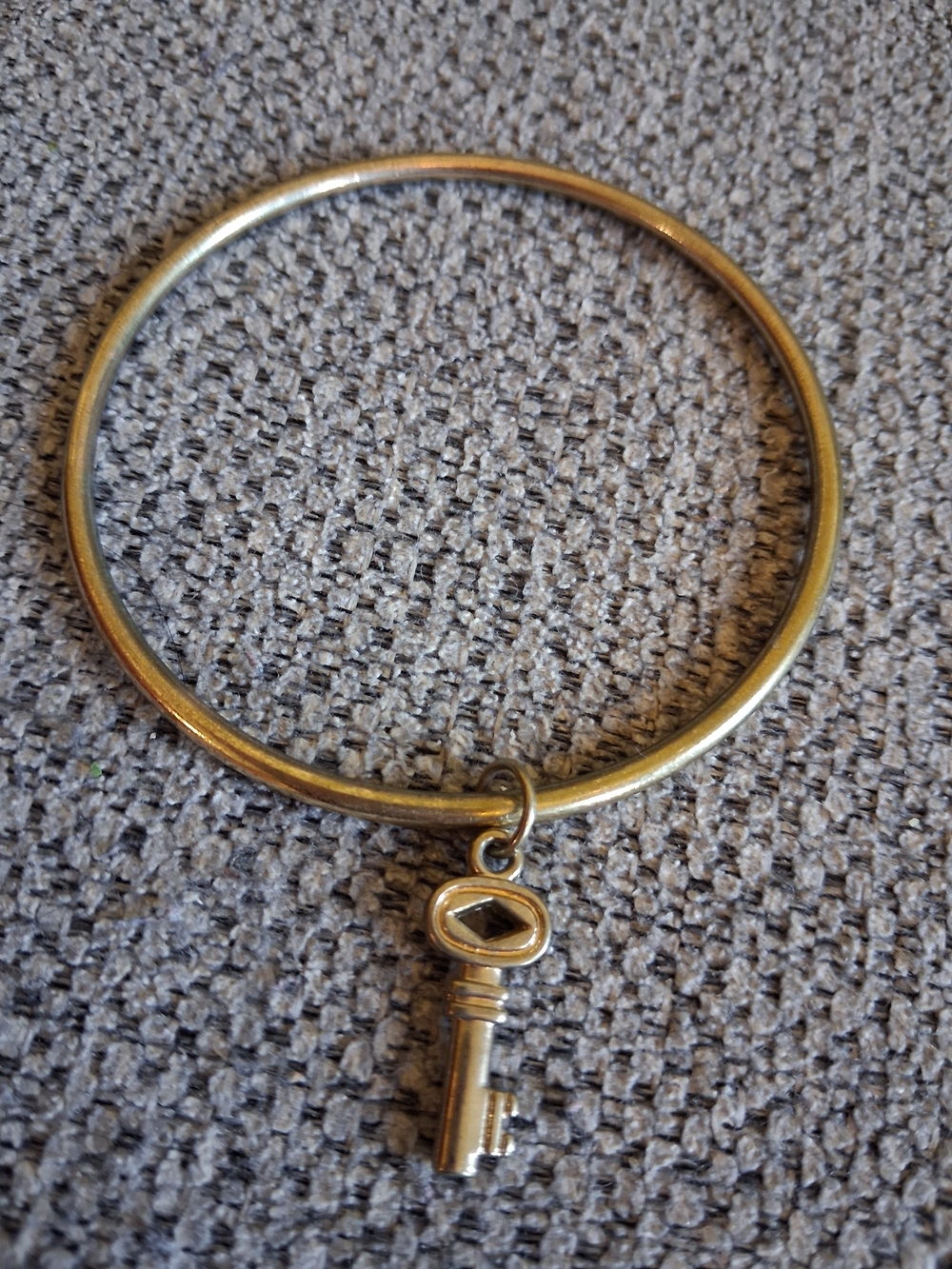 Gold Key Charm Bangle Bracelet
